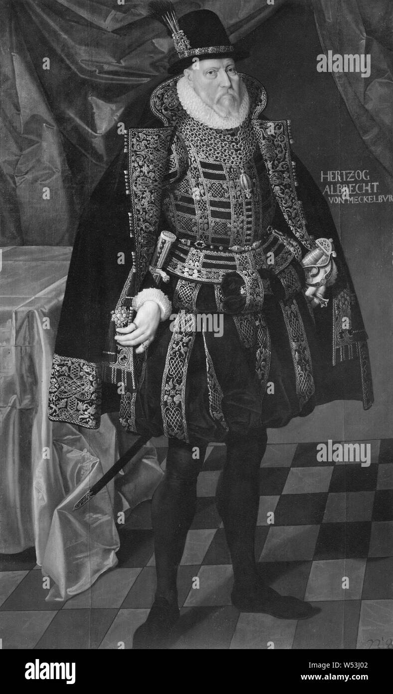 Ulrik III, 1527-1603, Duke of Mecklenburg, painting, Oil on canvas, Height, 210 cm (82.6 inches), Width, 128 cm (50.3 inches) Stock Photo