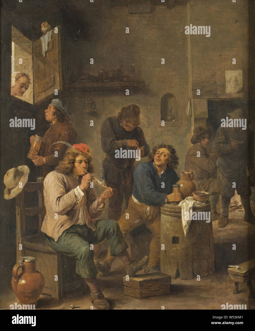 Manner of David Teniers the Younger, Interior of a Tavern, Interior from a beer cottage, 1661, Oil on wood, Height, 47 cm (18.5 inches), Width, 38 cm (14.9 inches), Signed, A. 1661 D. TENIERS, FEC, . Stock Photo