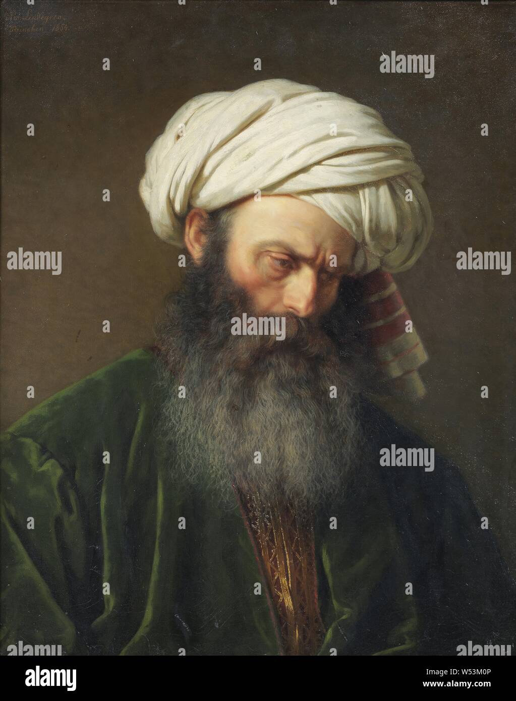 Amalia Lindegren, Turkhufvud English, Study of a Man in Turkish Dress, Study of man in Turkish costume, 1854, Oil on canvas, Height, 73.5 cm (28.9 inches), Width, 58.5 cm, (23 inch), Signed, Am Lindegren Munich 1854, above left Stock Photo