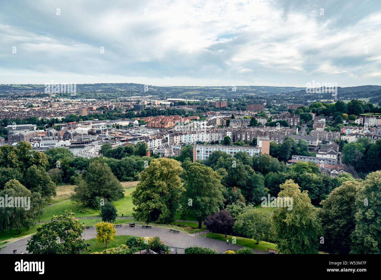 View of Bristol from Cabot Tower in Brandon Hill Park Stock Photo