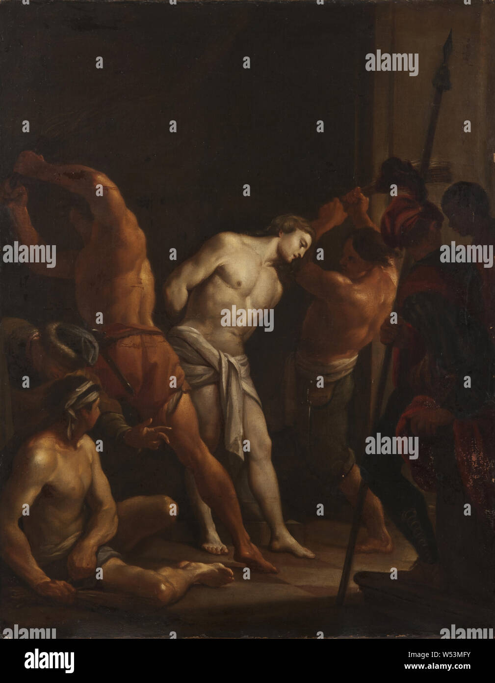 After Francesco Trevisani, The Flagellation of Christ, Christening, Oil on canvas, Height, 93 cm (36.6 inches), Width, 71 cm (27.9 inches) Stock Photo