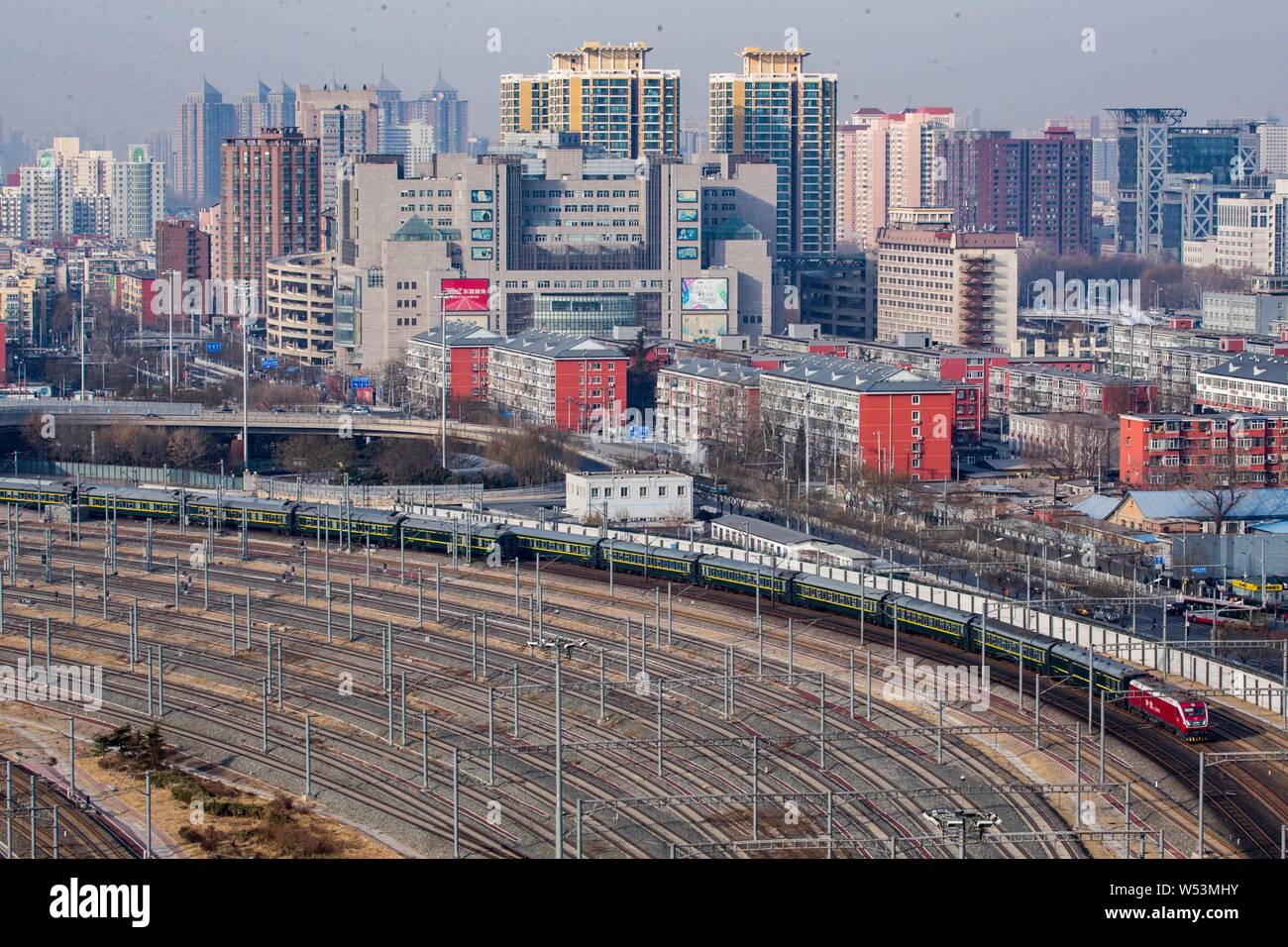 A Passenger Express Train Leaves The Beijing South Railway Station Ahead Of The Spring Festival Travel Rush Also Known As Chunyun In Beijing Chin Stock Photo Alamy