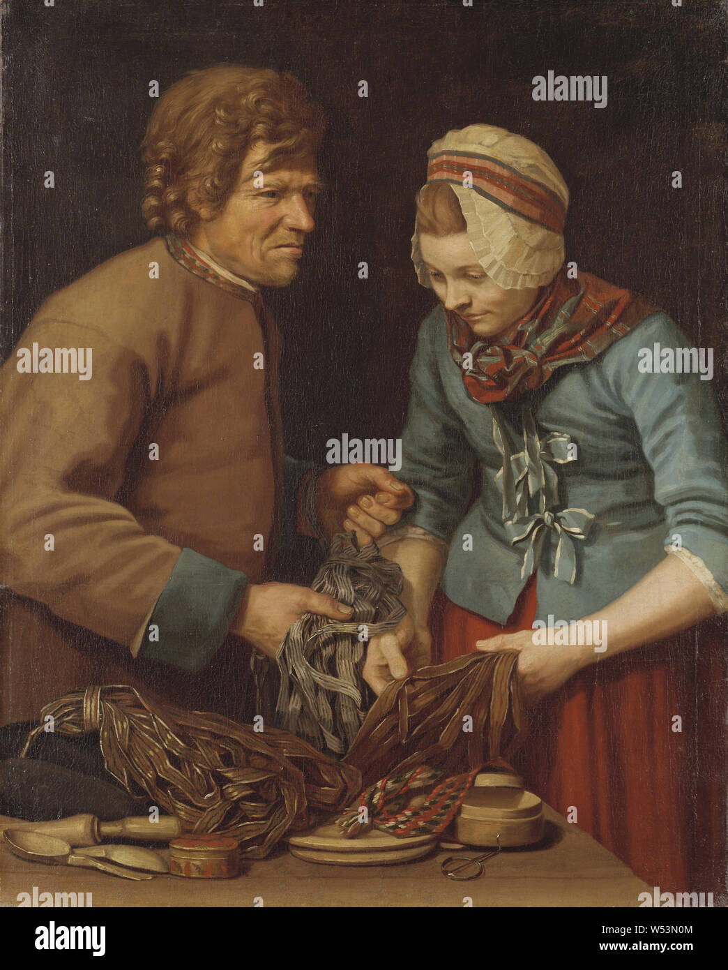 Pehr Hilleström, The Pedlar, Farmer, painting, oil on canvas, Height, 107 cm (42.1 inches), Width, 86 cm (33.8 inches) Stock Photo
