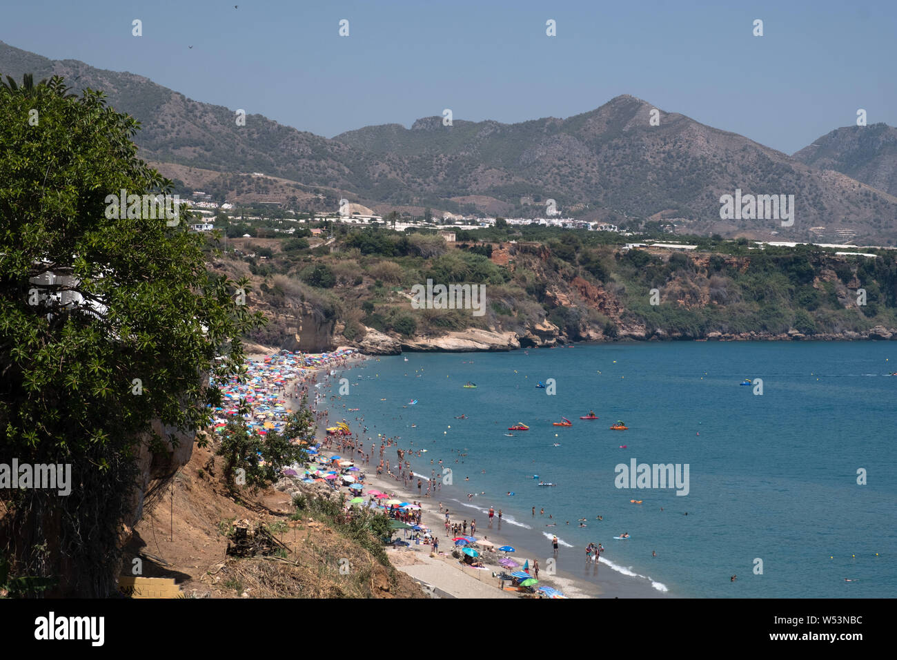 Playa Burriana in Nerja, Andalucia, Costa del Sol, Spain, Europe Stock Photo