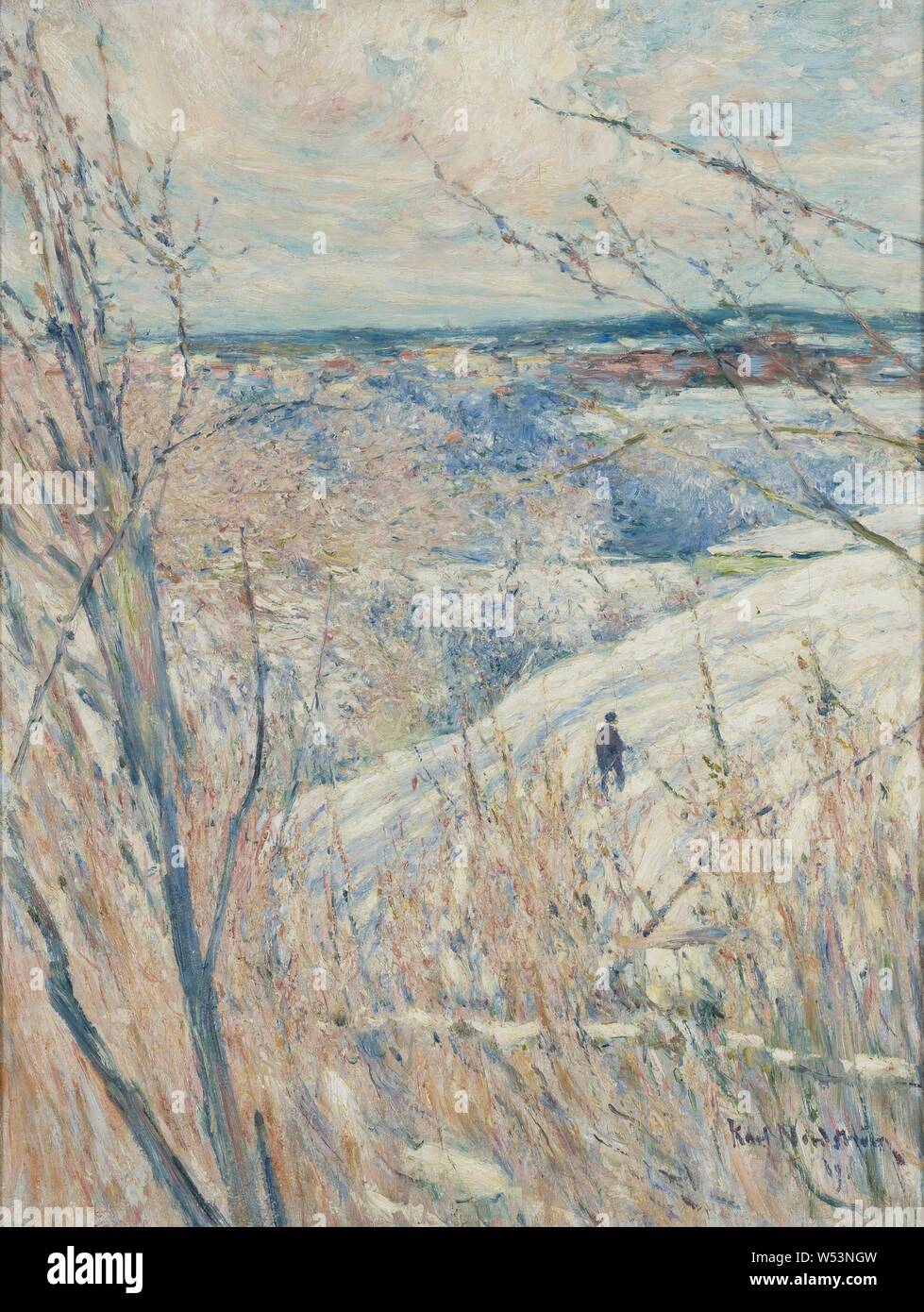 Karl Nordström, Winter, painting, 1889, Oil on canvas, Height, 55 cm (21.6 inches), Width, 43 cm (16.9 inches), Signed, Karl Nordström 89. Stock Photo