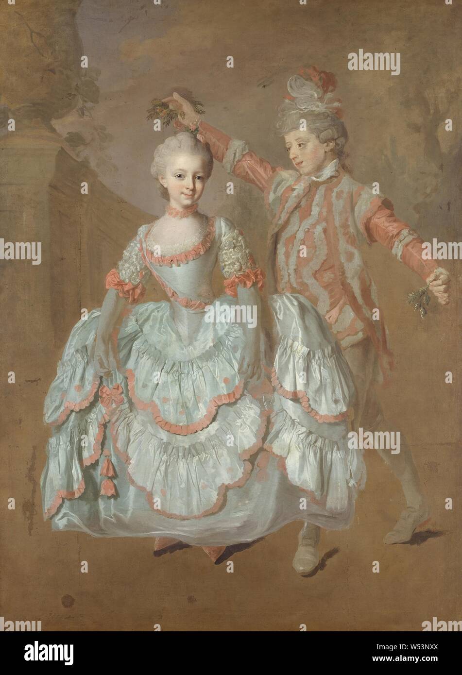 Lorens Pasch the Younger, Dancing Children, Unfinished, painting, late 1760s, Oil on canvas, Height, 171 cm (67.3 inches), Width, 127 cm (50 inches) Stock Photo