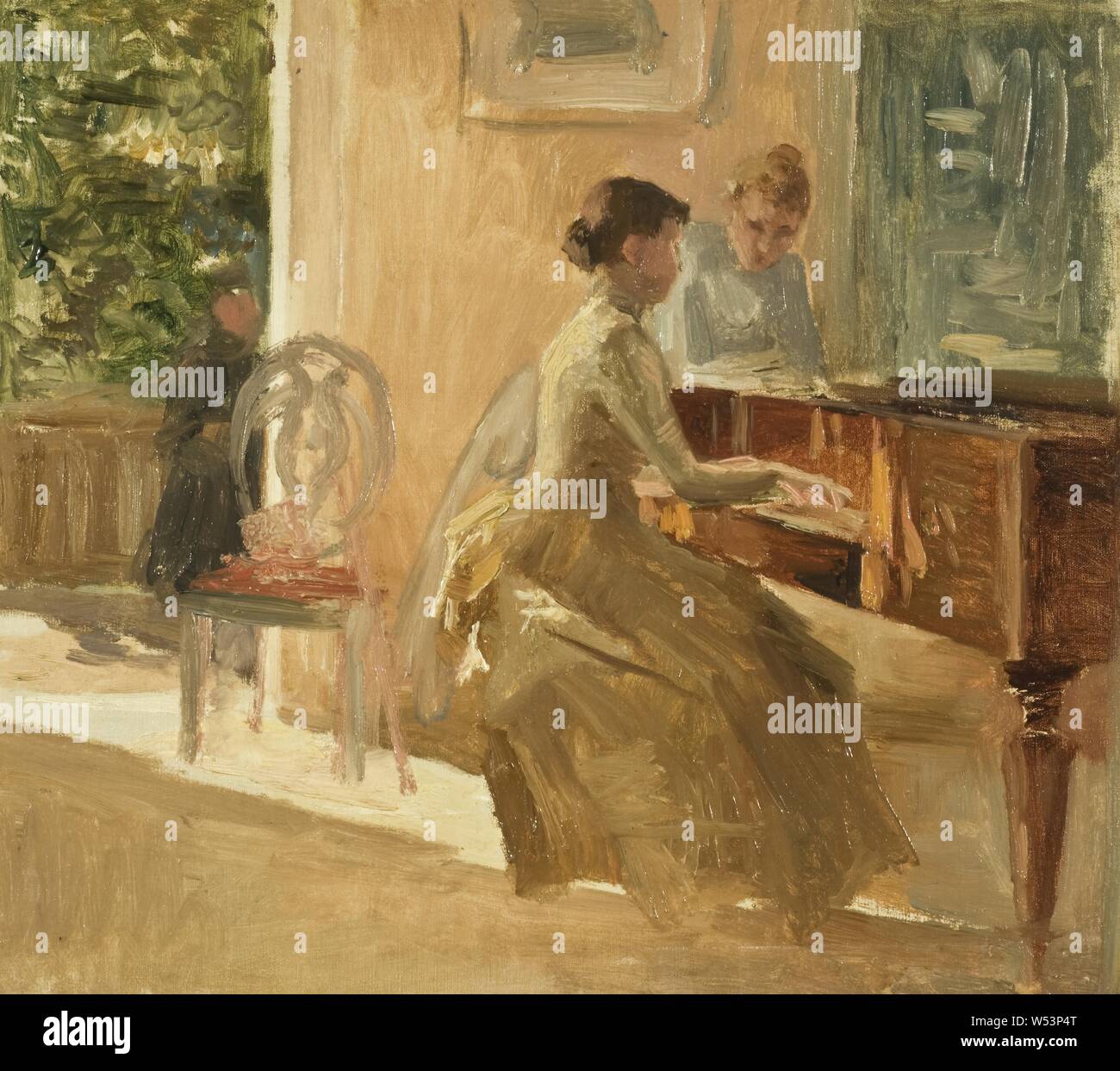 Albert Edelfelt, In the Drawing-room at Haiko, In the salon at Haiko, painting, 1888, oil on canvas, Height, 34.5 cm (13.5 inches), Width, 43 cm (16.9 inches) Stock Photo