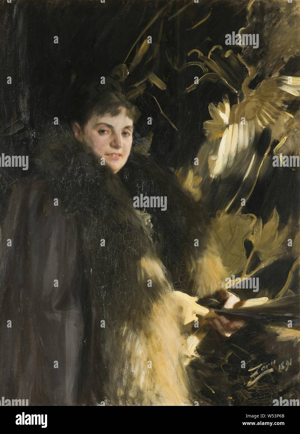 Anders Zorn, Veronica Heiss, Mrs. Veronica Heiss, painting, 1891, Oil on canvas, Height, 120 cm (47.2 inches), Width, 90 cm (35.4 inches), Signed, Zorn 1891 Stock Photo