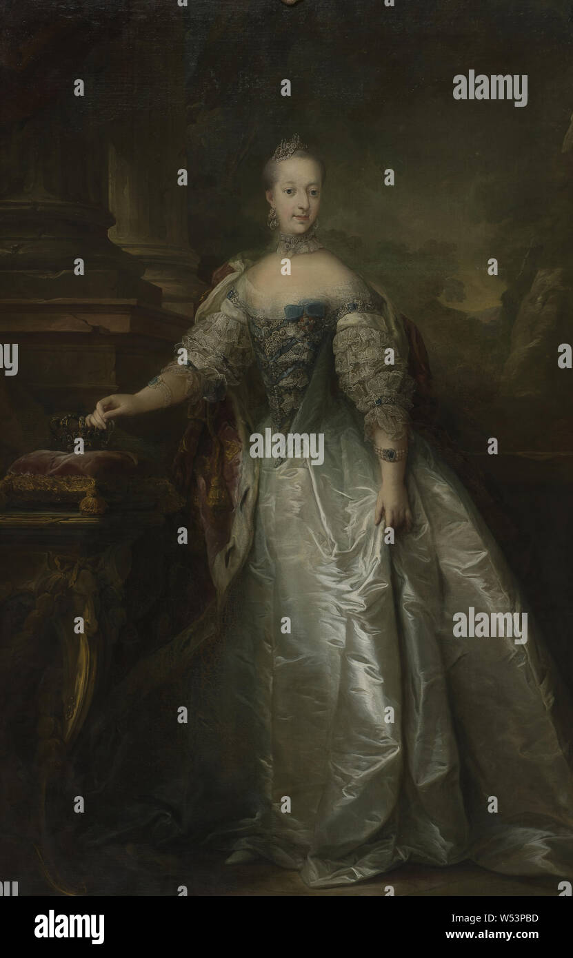 Carl Gustaf Pilo, Queen Juliana Maria, Juliane Marie, Queen of Denmark, Queen Juliane Marie of Denmark, 1762, oil on canvas, Height, 224 cm (88.1 inches), Width, 141 cm (55.5 inches) Stock Photo