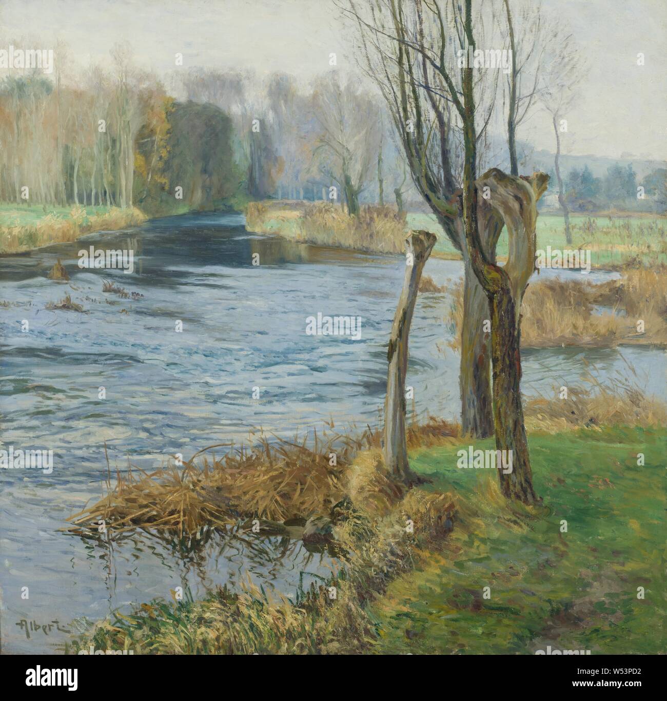 Gustave Albert, French Landscape with Watercourse, French 