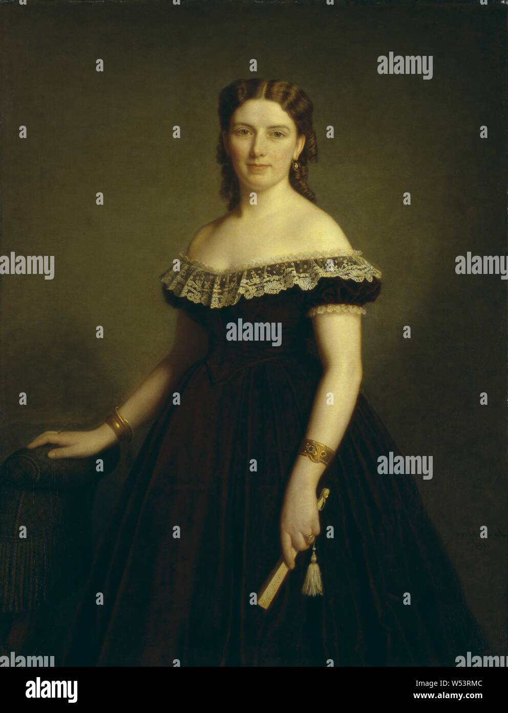 Amalia Lindegren, Jane Cederlund, painting, 1869, oil on canvas, Height, 129.5 cm (50.9 inches), Width, 99 cm (38.9 inches), Signed, Am, Lindegren 1869. Stock Photo