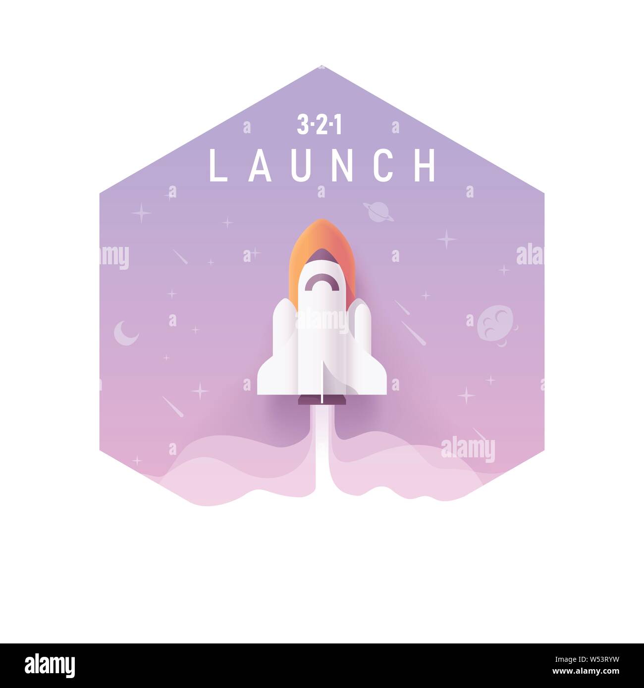 Vector business startup concept, rocket launch Stock Vector