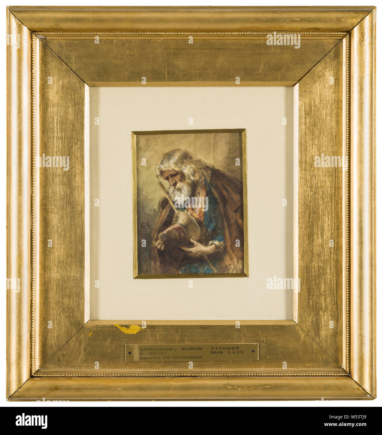 Egron Lundgren The Beggar Beggar painting Watercolor and gouache Height 15 cm 5.9 inches Width 11 cm 4.3 inches Signed E L Stock Photo Alamy