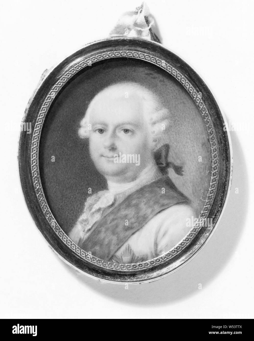 Friedrich Jakob Hill, Georg Wilhelm, 1722-82, country count of Hessen-Darmstadt, painting, Watercolor on ivory, Height, 4.4 cm (1.7 inches), Width, 3.7 cm (1.4 inches) Stock Photo