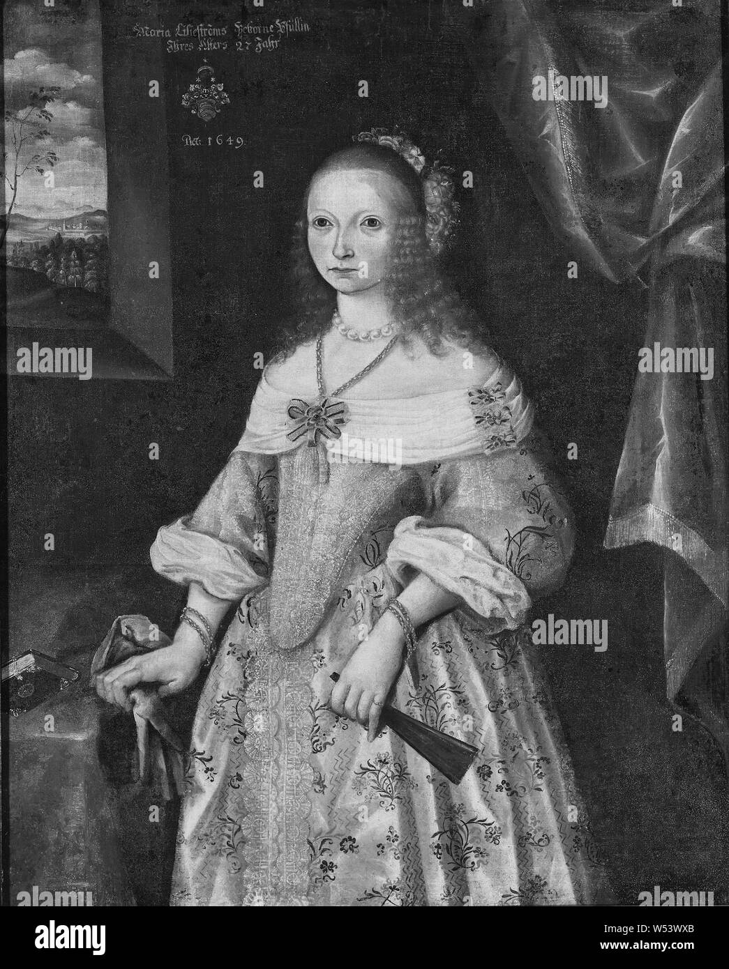 Maria von Pfuhl, married Danckwardt-Lilljeström, painting, 1649, Oil on canvas, Height, 119 cm (46.8 inches), Width, 96 cm (37.7 inches) Stock Photo