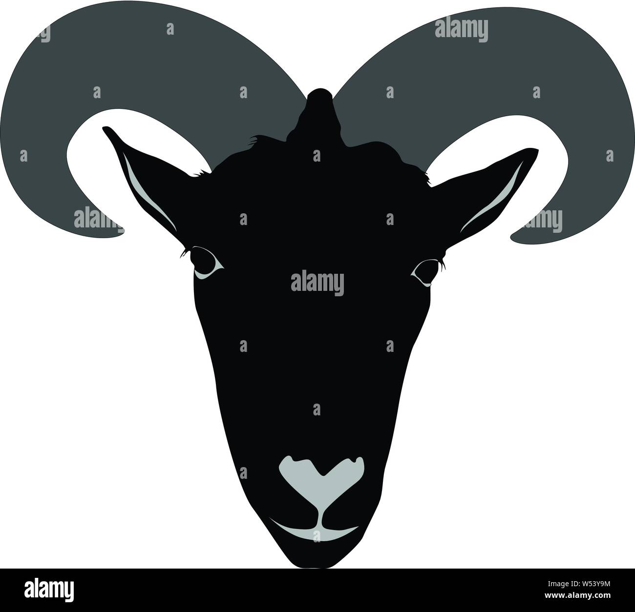 Barbery sheep portrait silhouette vector illustration isolated Stock Vector