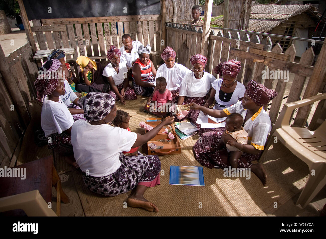 Local village micro finance savings & credit facility supported by mining company.Group run by women - due to lack of banking in poor rural areas. Stock Photo