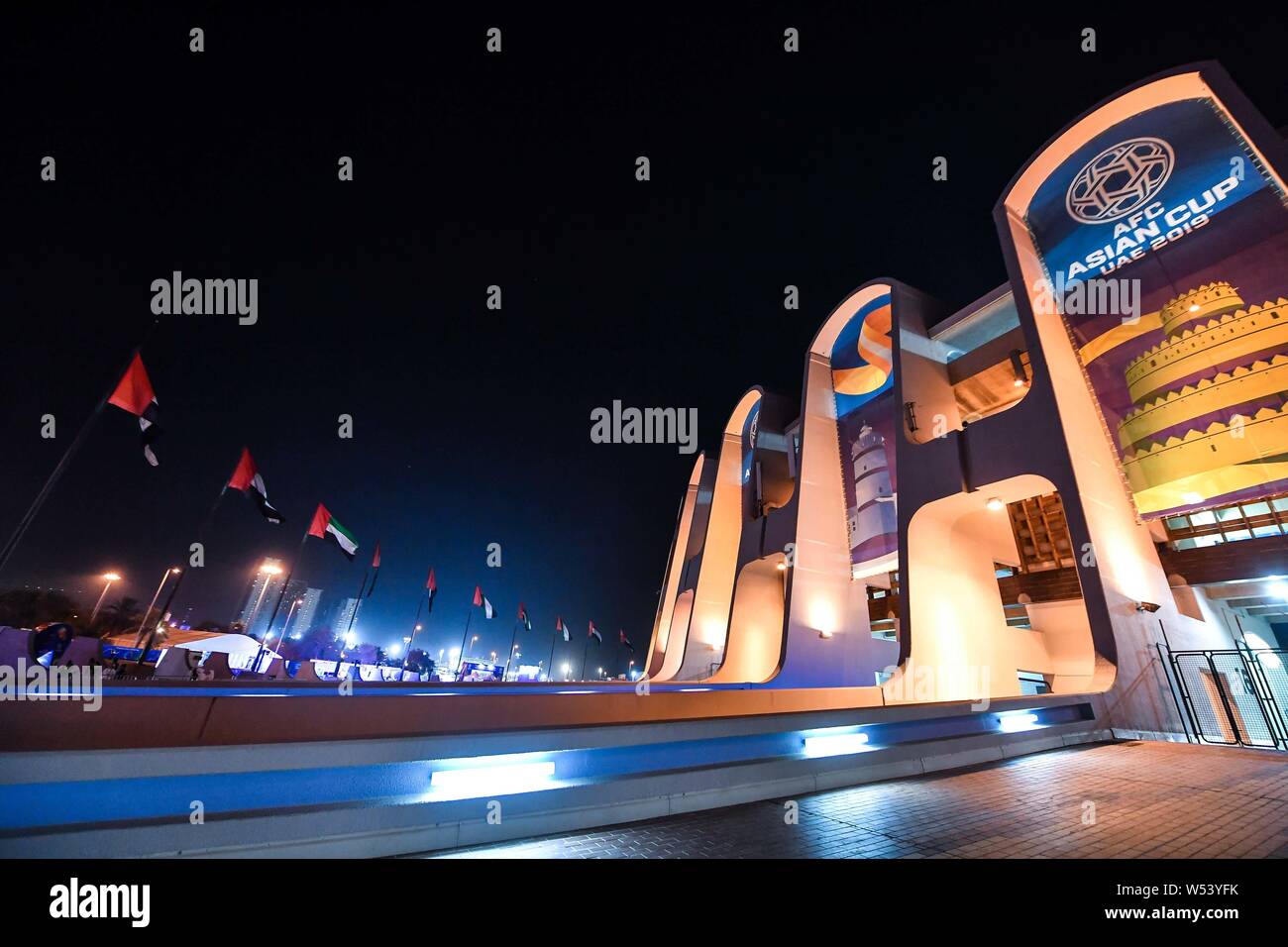 The Mohammed bin Zayed Stadium to take centrestage of the 2019 AFC Asian Cup is illuminated by