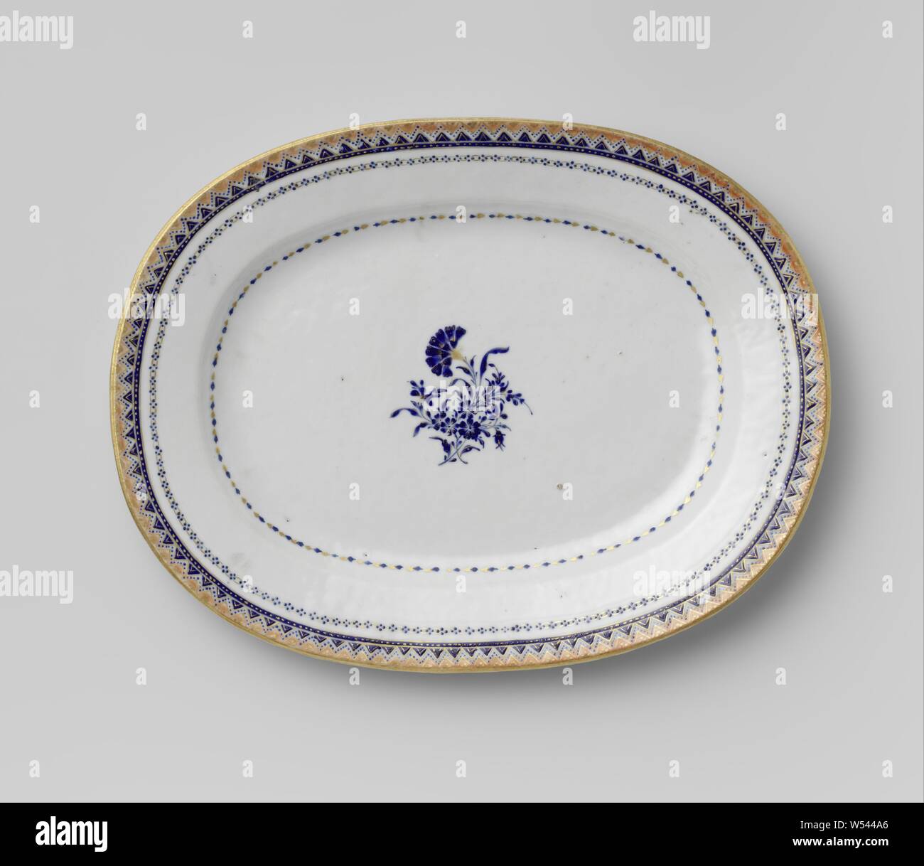 Oval Plate With A Small Flower Group And Ornamental Border Oval