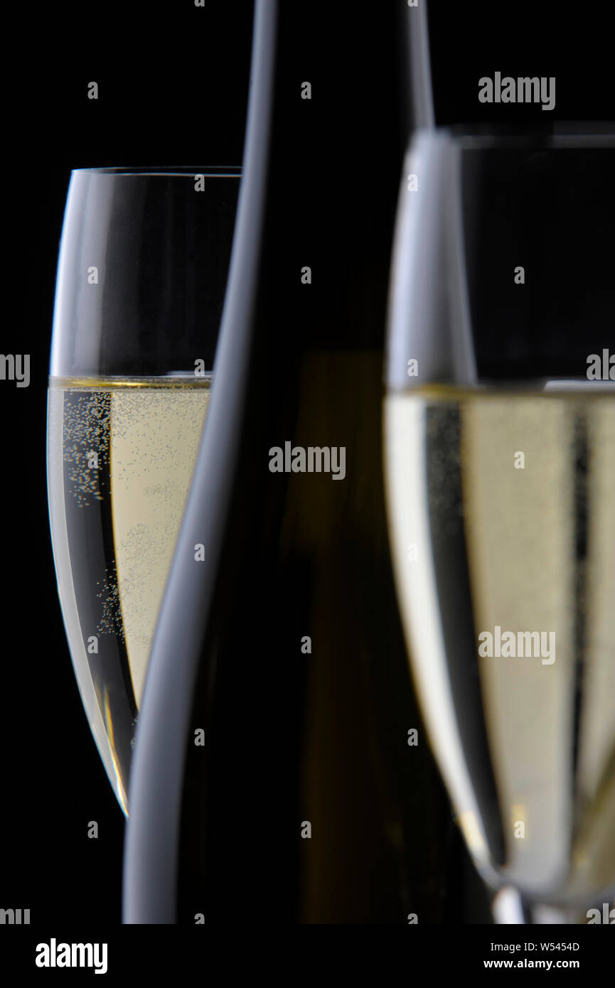 elegant champagne glasses as silhouette Stock Photo Alamy