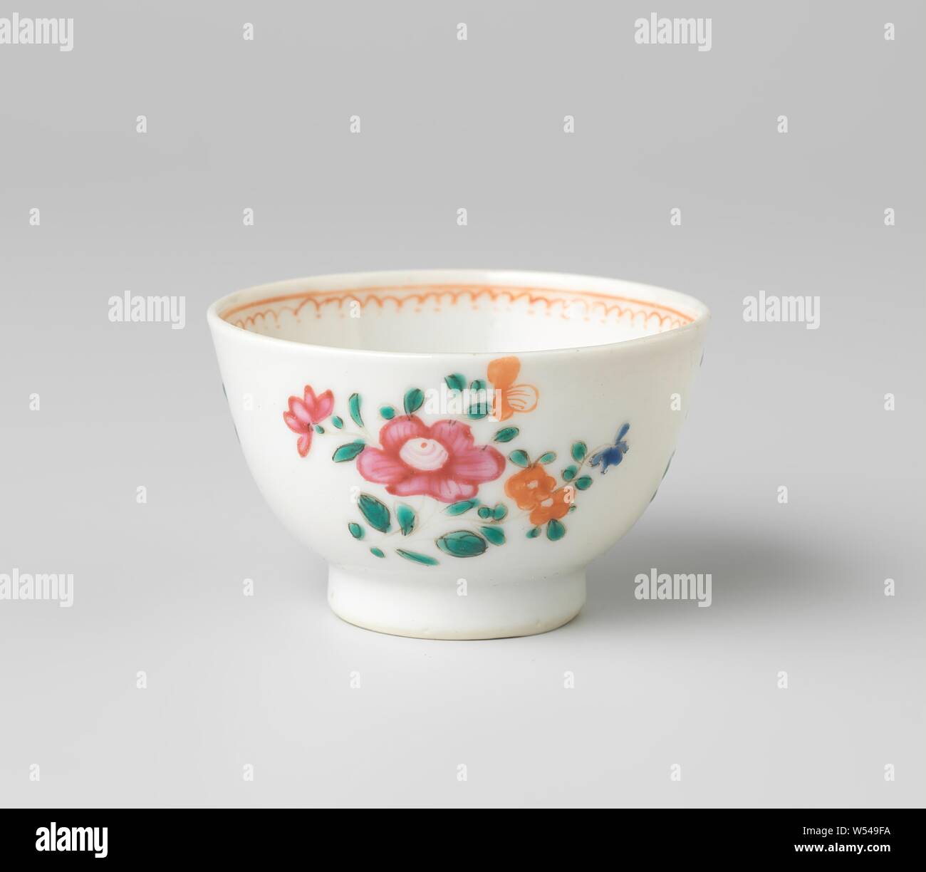 Straight Sided Cup With Three Flower Sprays Porcelain With A