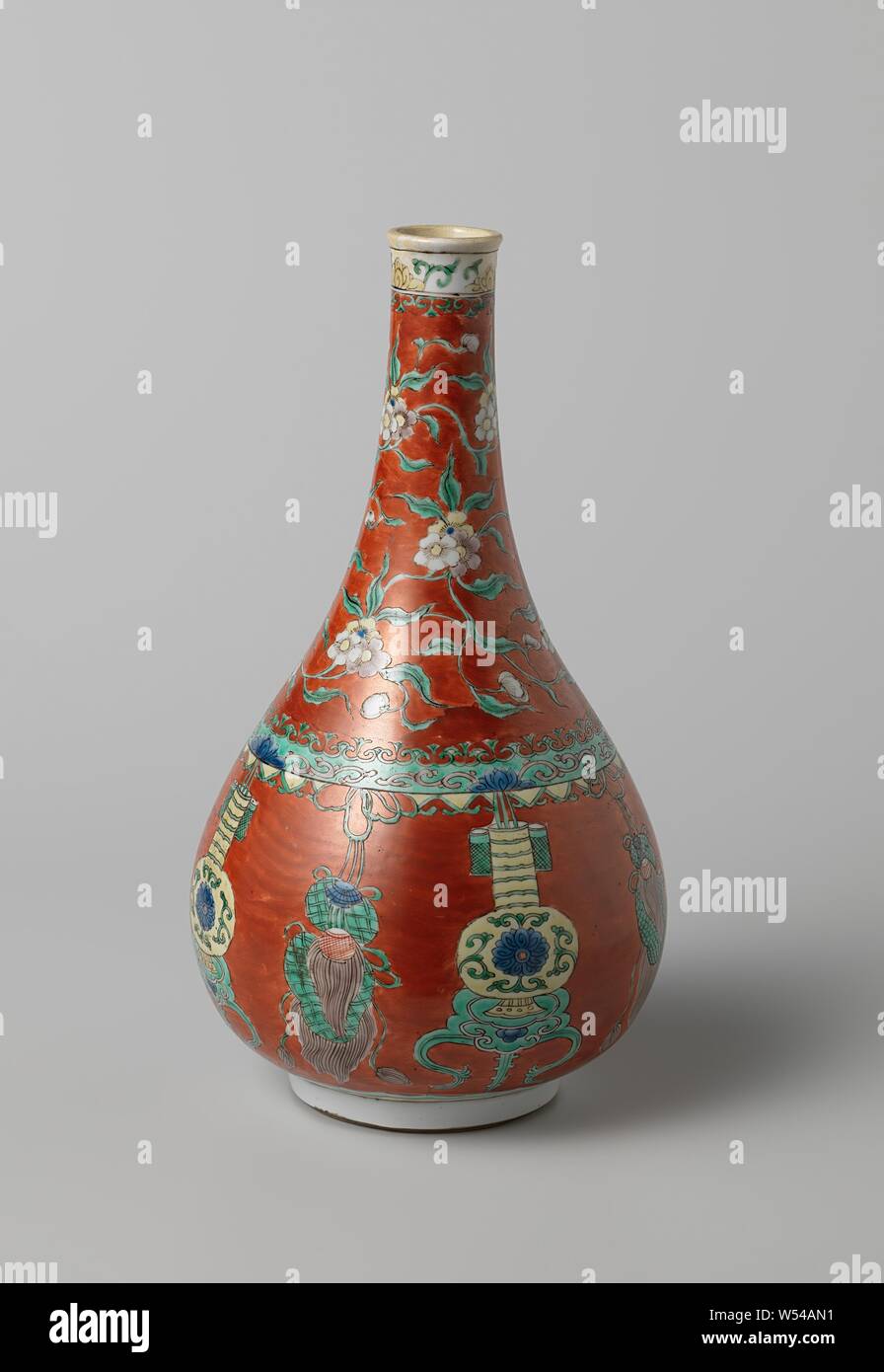 Bottle vase with tassels, vases and floral scrolls, Bottle-shaped ...