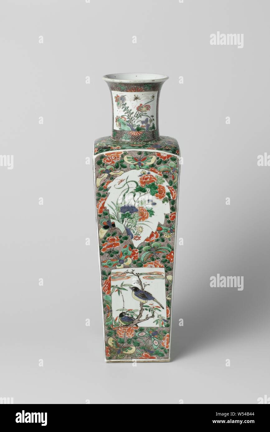 Vase with flower sprays and animals in cartouches in reserve on an