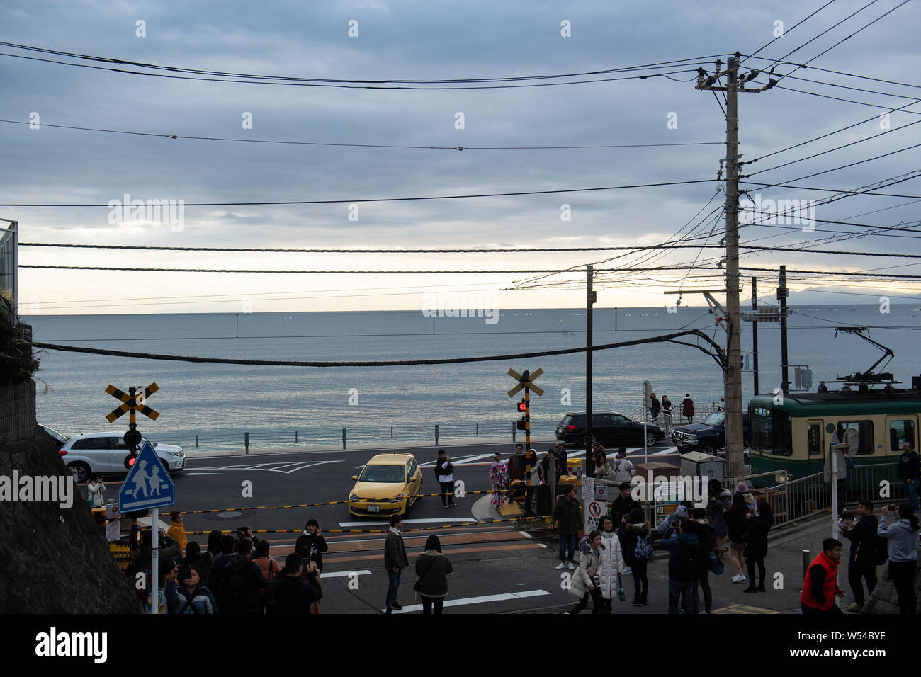 Scenery Of The Sea Scape In Kamakura Kanagawa Japan 24 December 18 Along The Enoden Local Line You Will Find Kamakura Koko Mae Station Which Stock Photo Alamy
