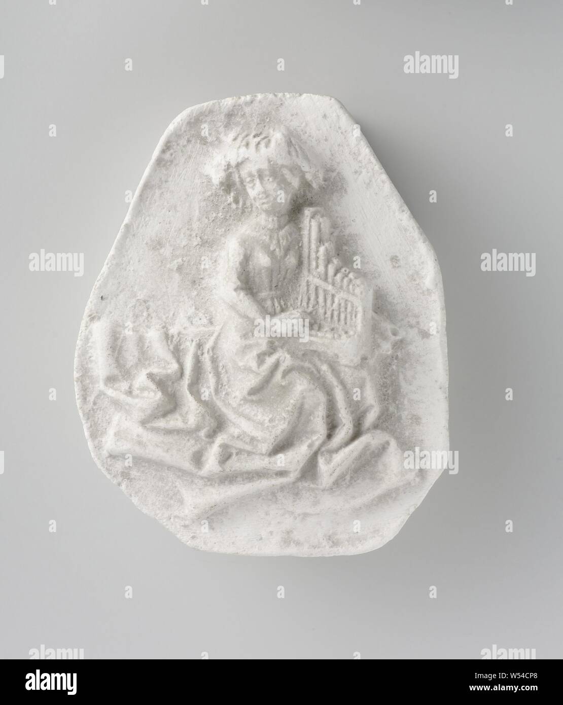 Plaster cast made with a mold for a relief with Cecilia, anonymous