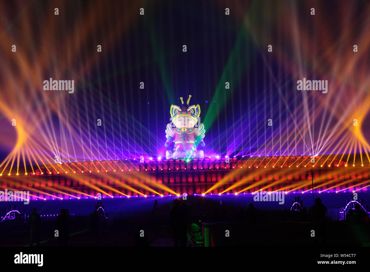 The Daming Palace National Heritage Park is illuminated by colorful