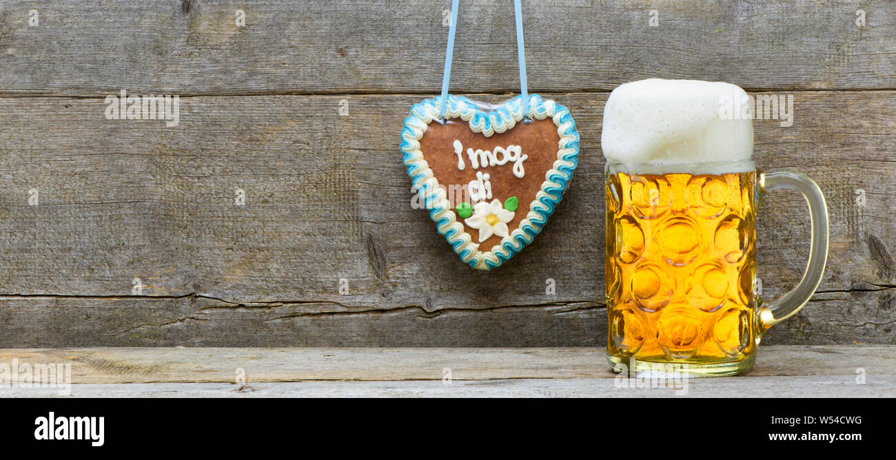 mug of lager beer at Oktoberfest in Munich Stock Photo