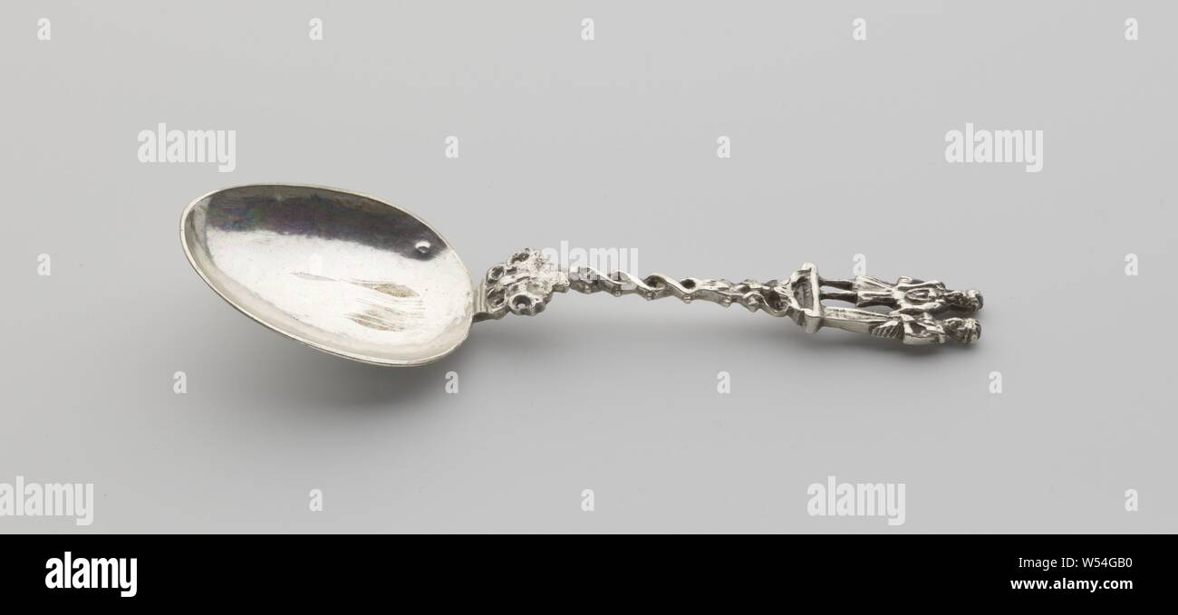Silver Spoon Silver Spoon With An Oval Shovel And A Widened Perforated Base The Stem Is Like A Double Pendulum Cut Open And Widening Into A Platform On Which Next To Each