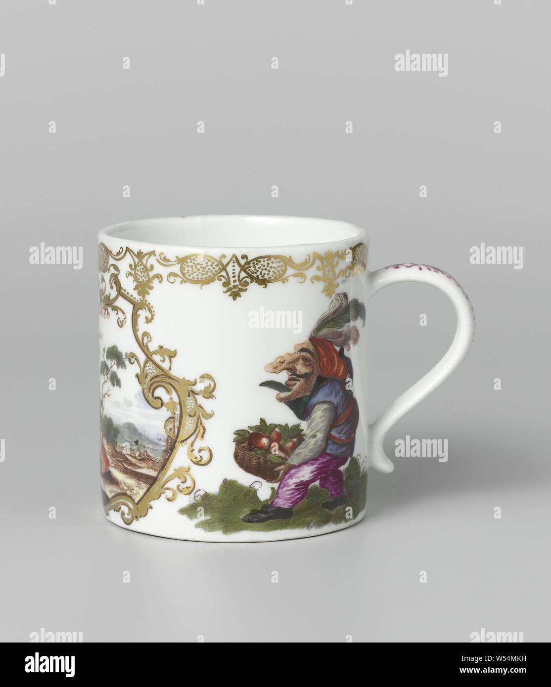 Cup With An Ear Multi Colored With A Representation Of The Month Of September Cylindrical Cup With An S Shaped Ear