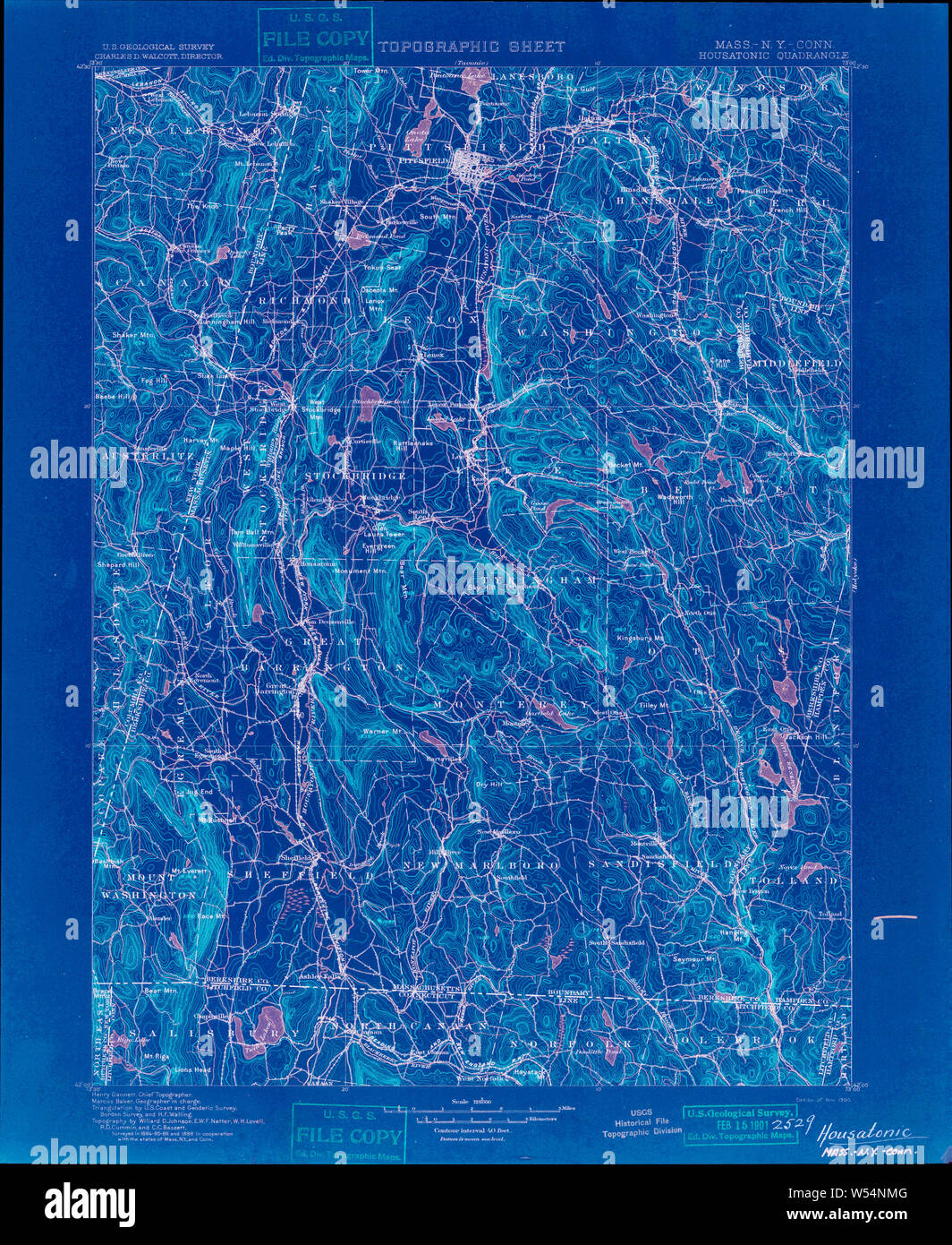 Massachusetts USGS Historical Topo Map MA Housatonic 353196 1900 125000 Inverted Restoration