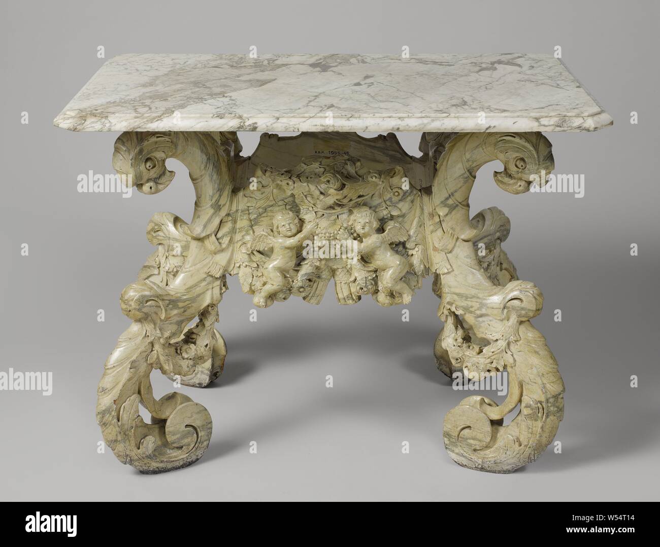Lime Wood Console With Marble Top Lime Wood Console With Marble Top