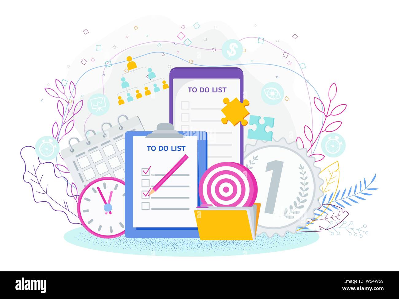 To do list concept. Daily routine and planning, time management Stock Vector