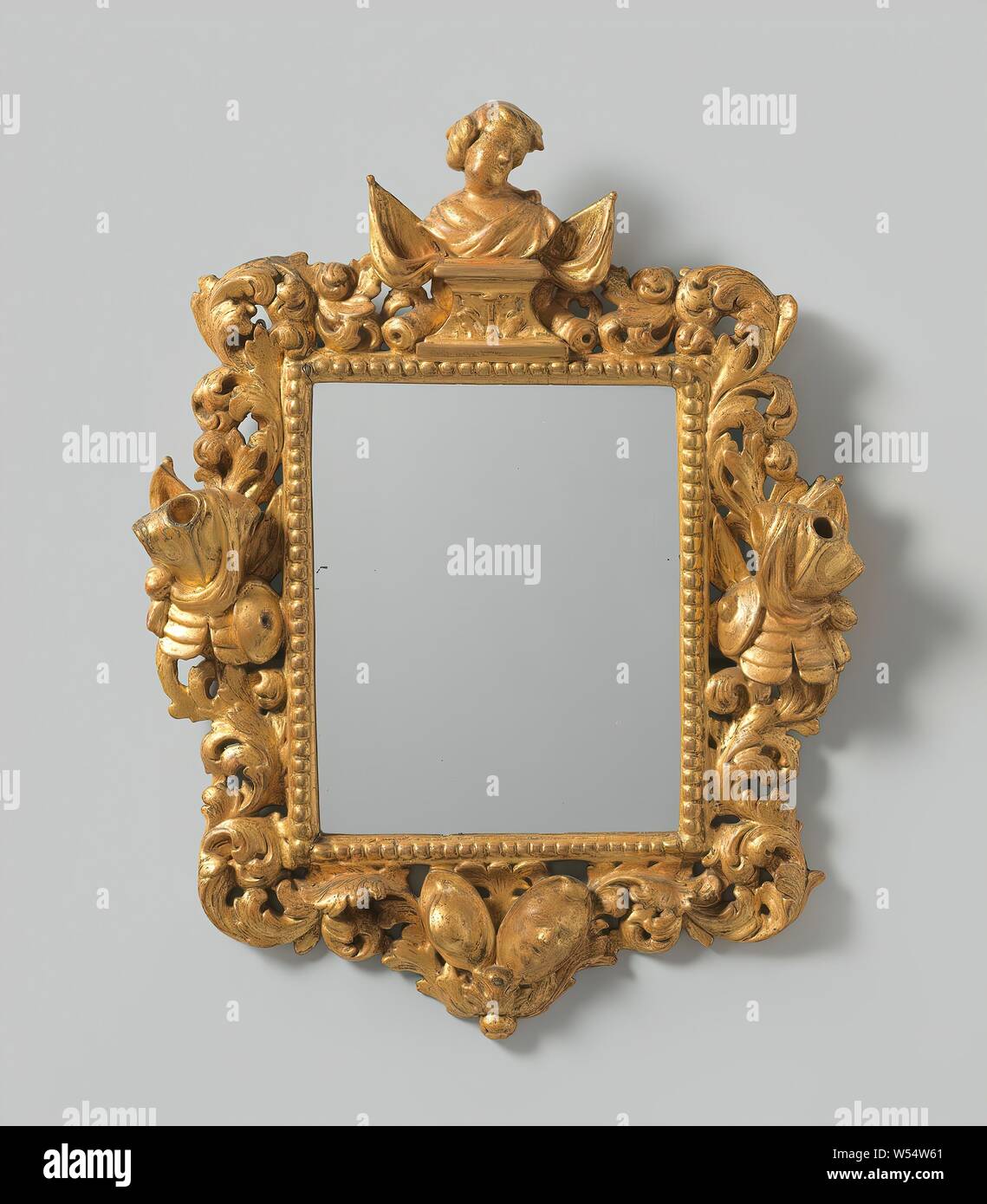 Gilt wood frame with carving with mirror, Gilt wood frame. The