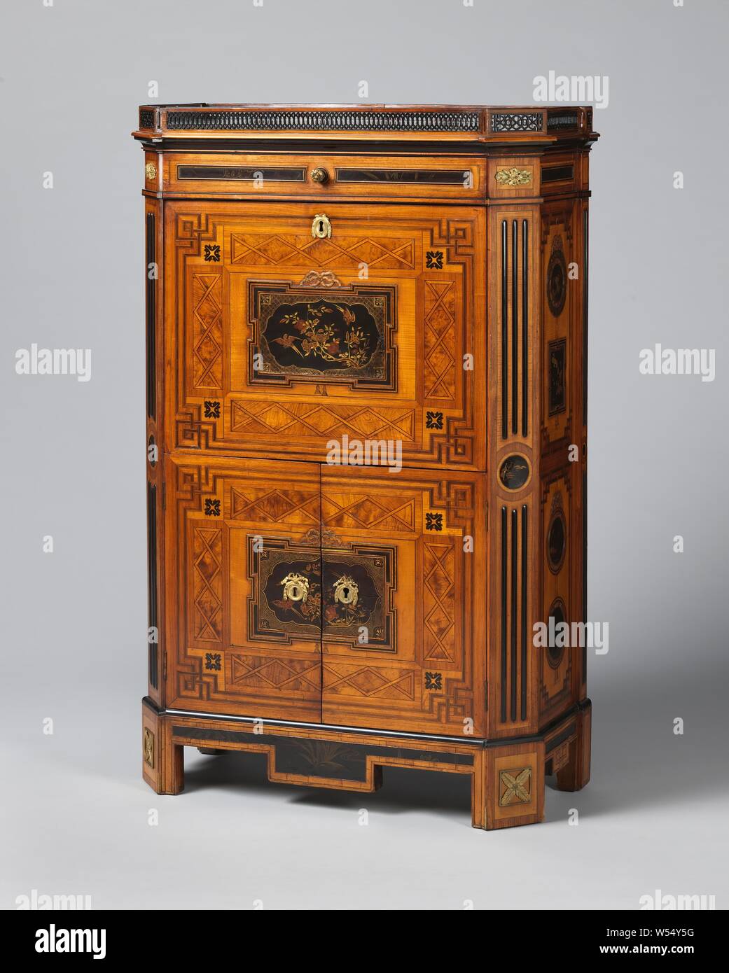 Secretaire With Marquetry And Lacquer Panels Secretaire With