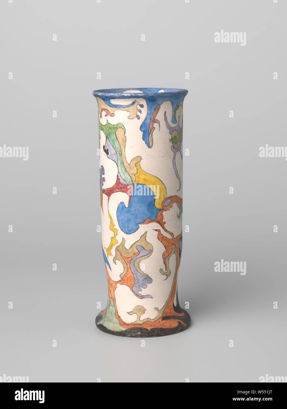 Vase, cylindrical, polychrome painted with watercolors, Vase of ...