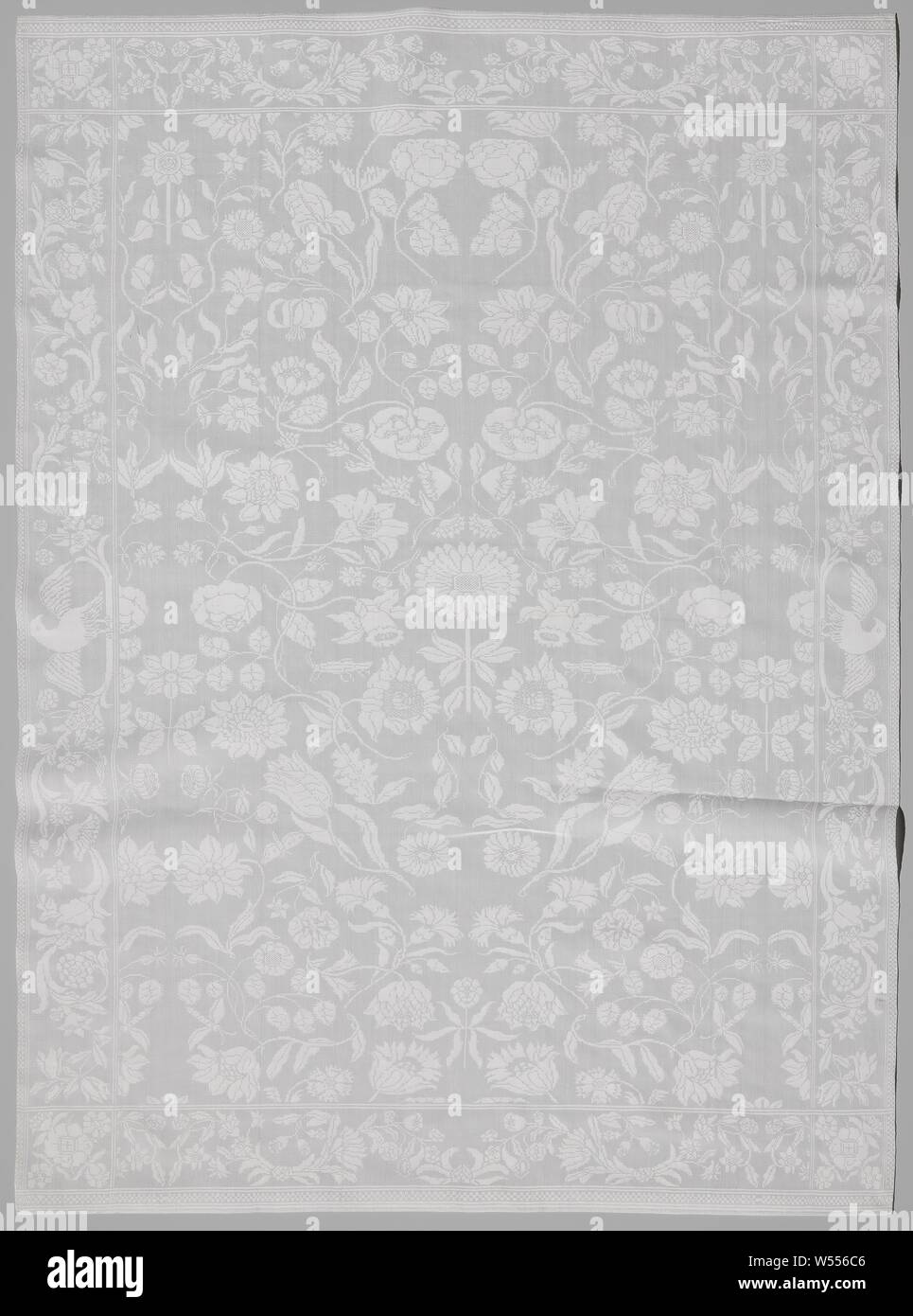 White linen damask napkin, White linen damask napkin with a pattern of