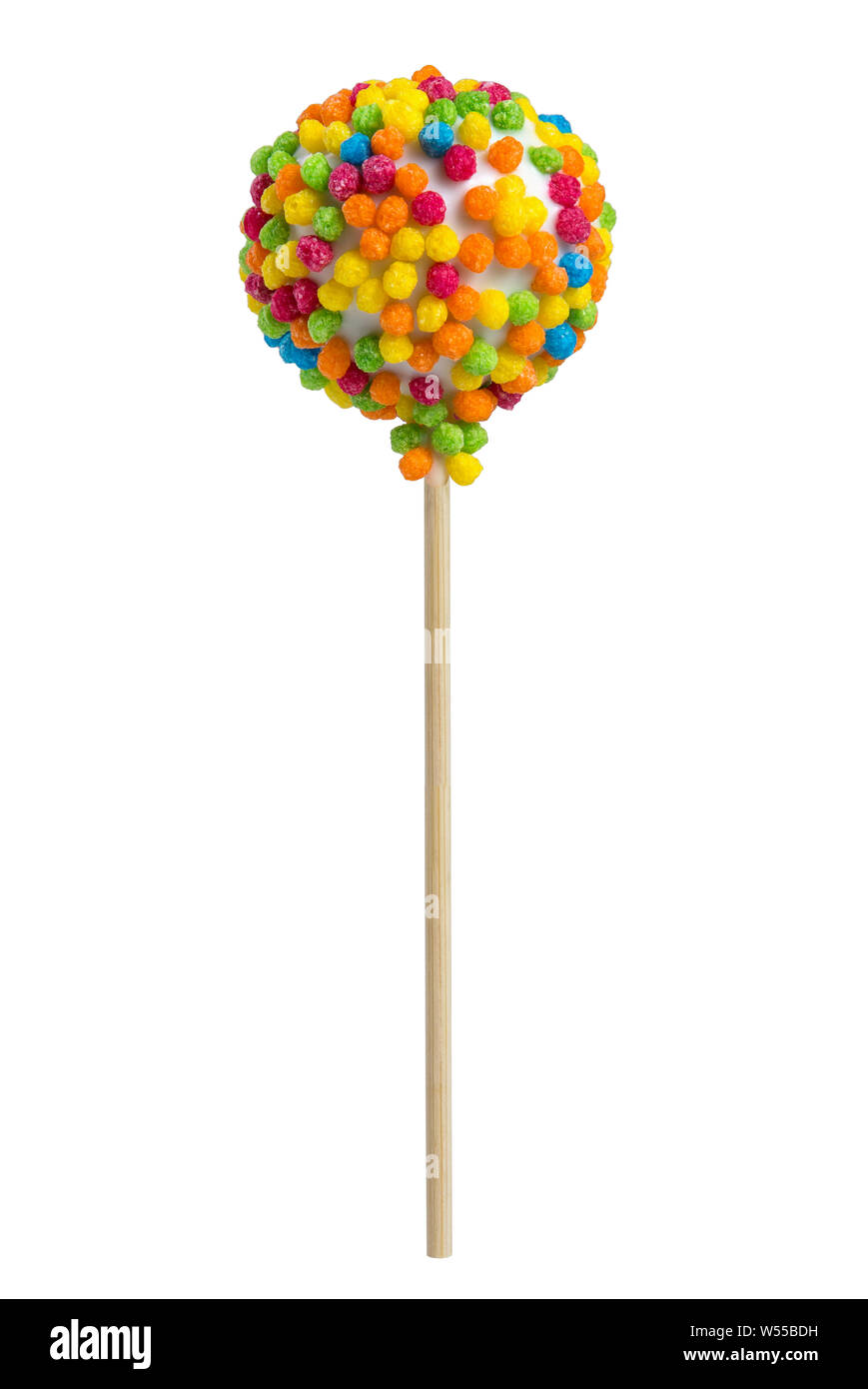 Round candy on a stick isolated on white background Stock Photo Alamy
