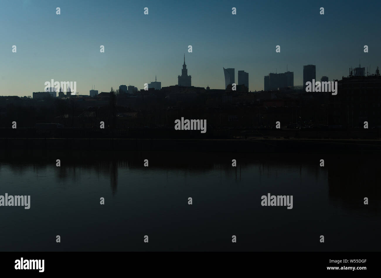 City warsaw downtown skyline silhouette hi-res stock photography and ...