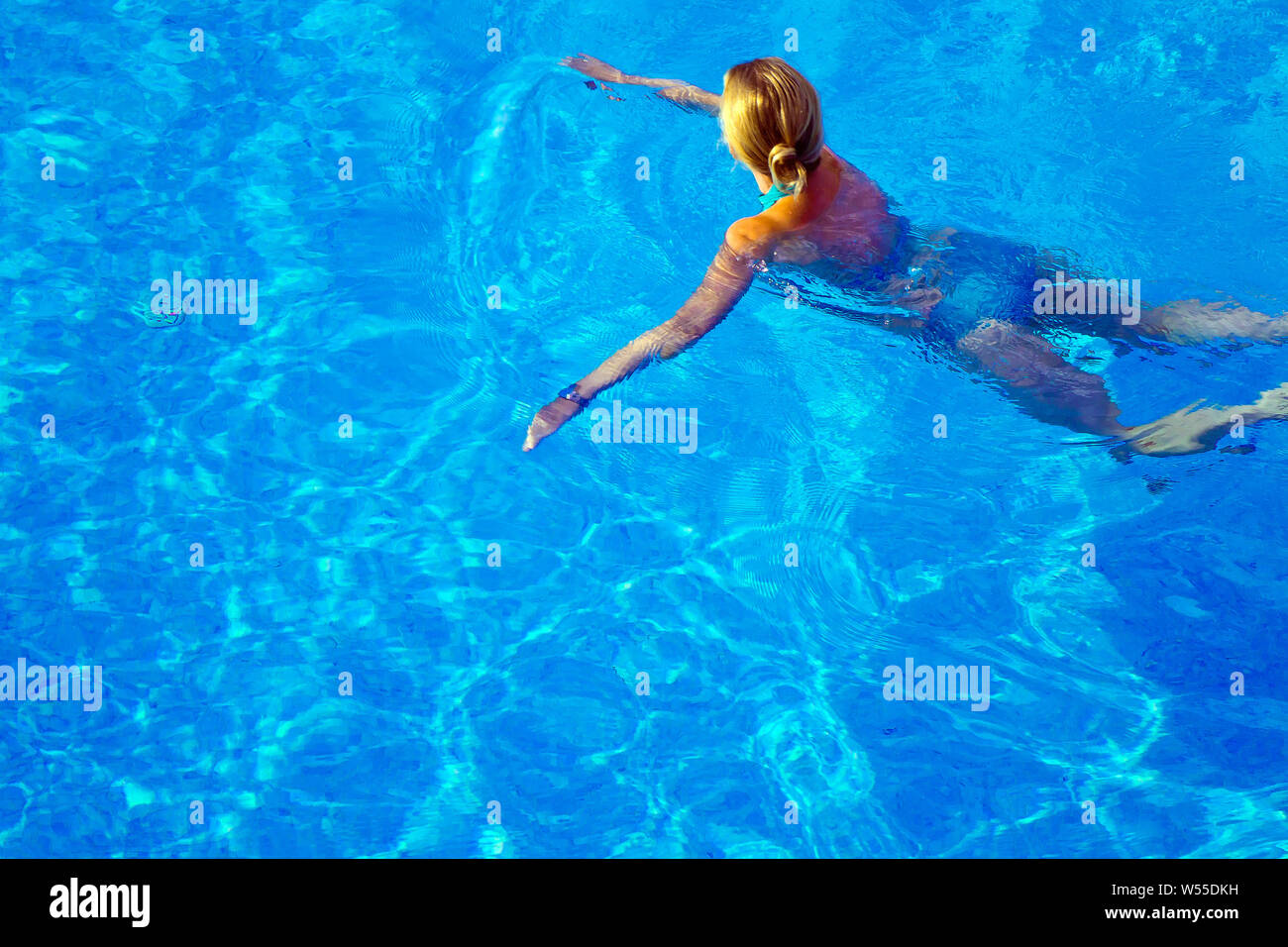 overview of woman in a swimming pool Stock Photo