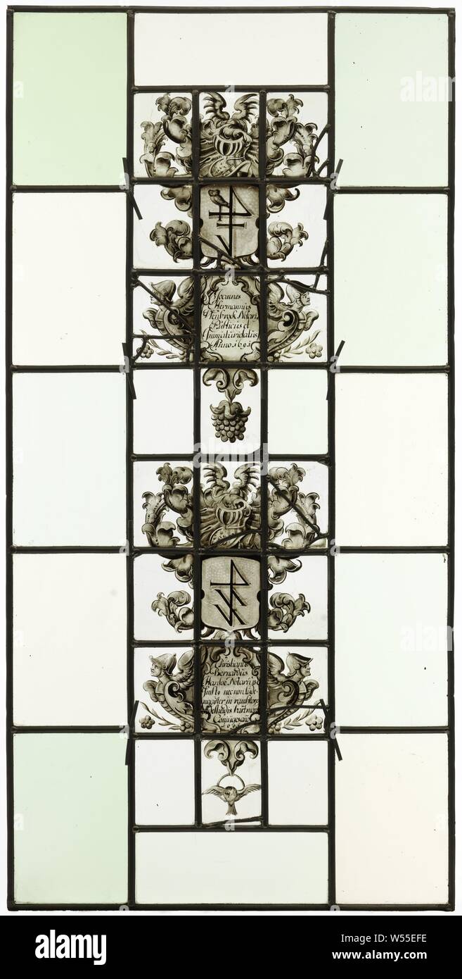 Ruit, Ruit with stained glass representation, anonymous, Westfalen, 1691, glass, h 124 cm × w 61 cm × d 1.5 cm Stock Photo
