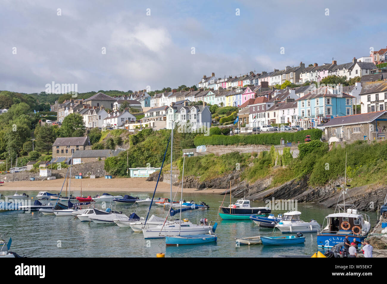 The popular Welsh coastal town and harbour of New Quay, Wales, UK Stock