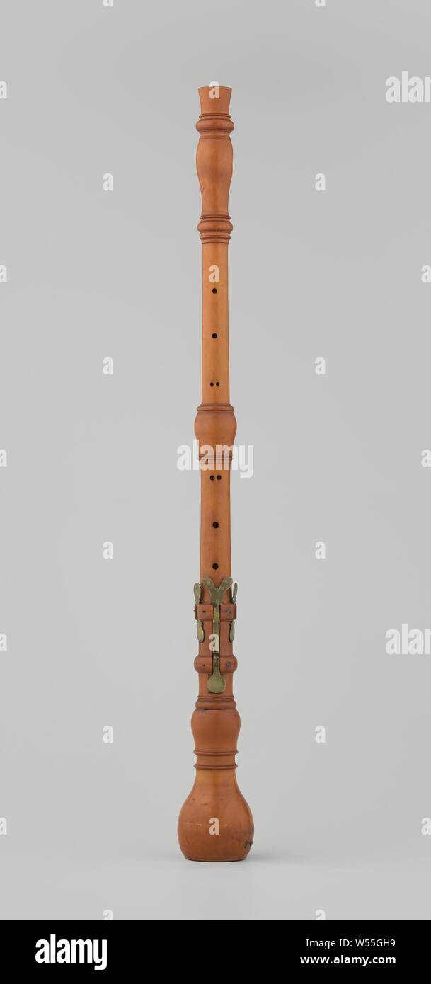 Oboe d'amore, Hobo d'amore of palm wood with three brass flaps., anonymous, Germany, c. 1730, boxwood, kleppen, brass (alloy Stock Photo