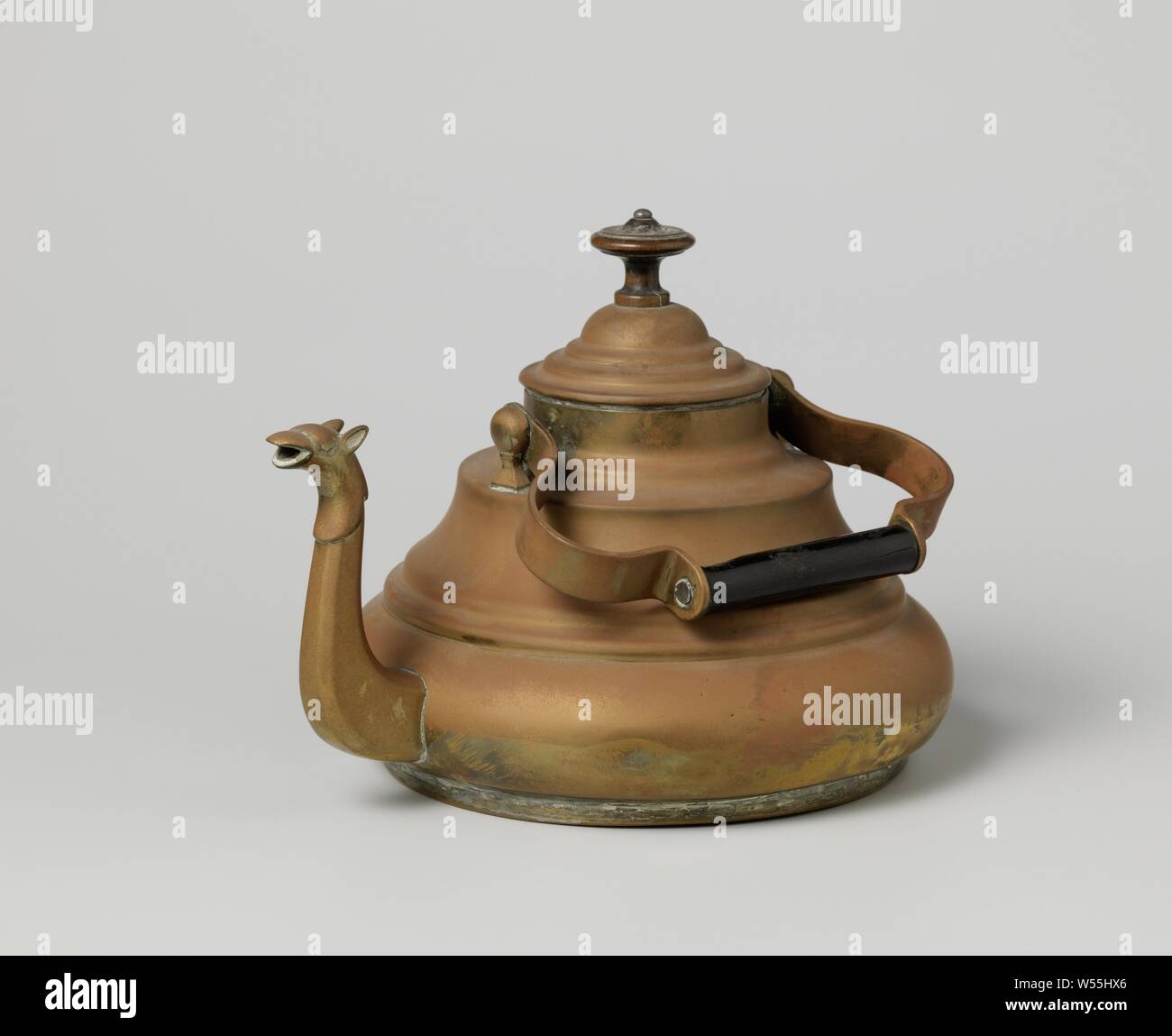 Antique Chinese Brass Metal Tea Kettle Teapot Long Spout Detailed Handle  Heavy