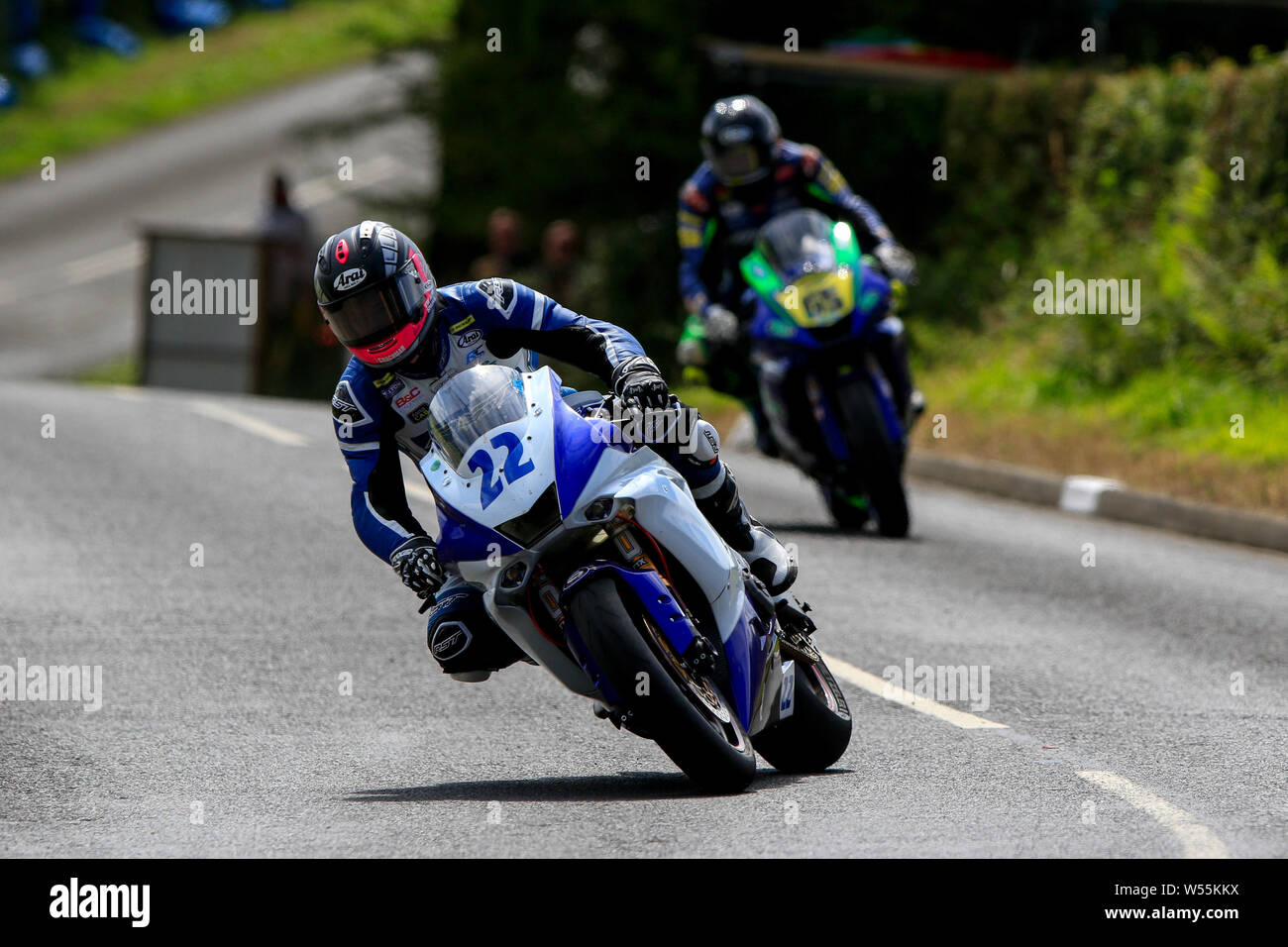 Armoy Northern Ireland. 26th July, 2019. Armoy Road Races The Race of Legends, qualifying; Paul Jordan (Yamaha R6) takes pole in the SuperSport qualifying, ahead of Derek McGee and Derek Shiels Credit: Action Plus Sports/Alamy Live News Stock Photo