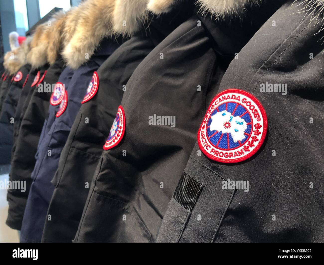 FILE--Winter jackets are for sale at the flagship store of Canada Goose at  the Taikoo Li Sanlitun shopping center in Beijing, China, 24 January 2019  Stock Photo - Alamy