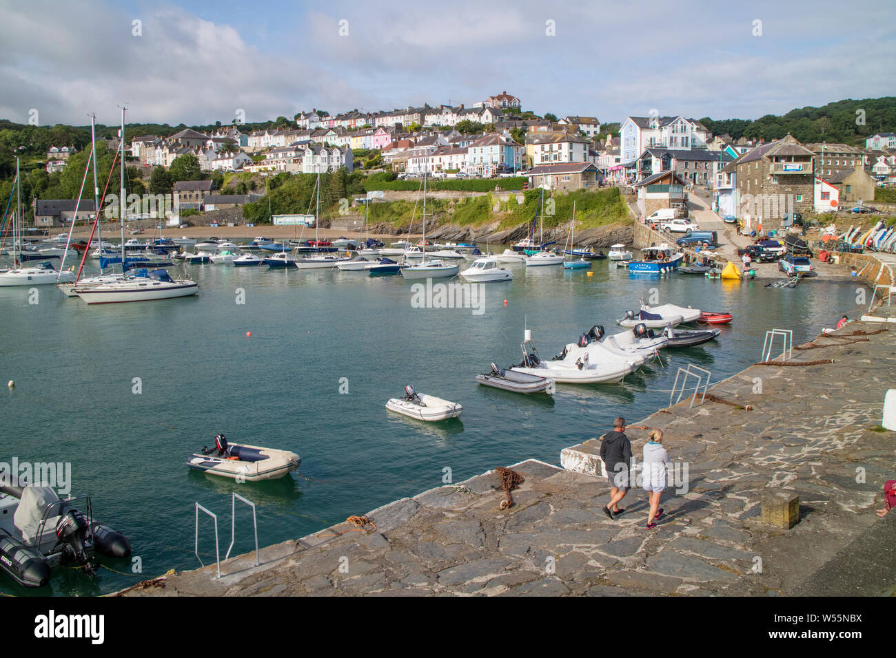 The popular Welsh coastal town and harbour of New Quay, Wales, UK Stock